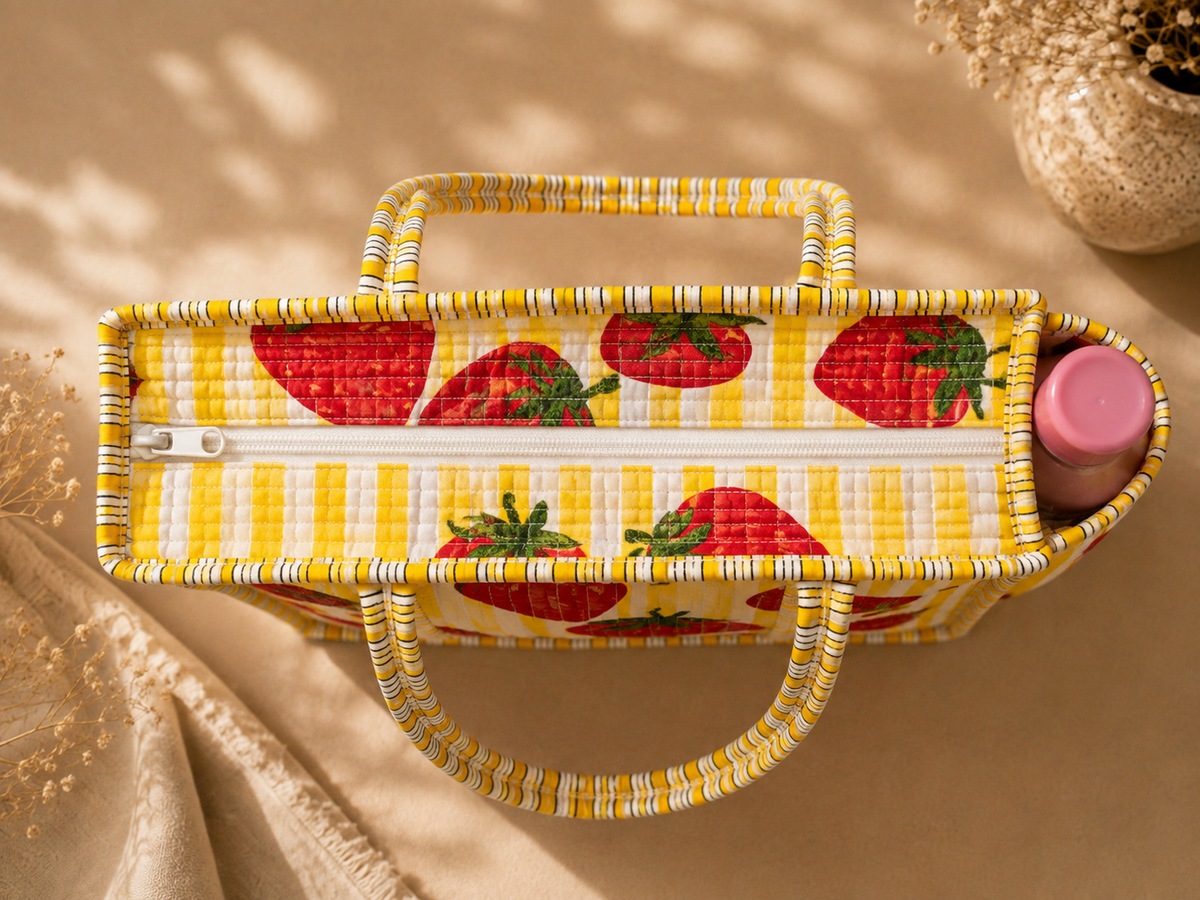 Strawberry Sunshine Tote (Small with Zipper)