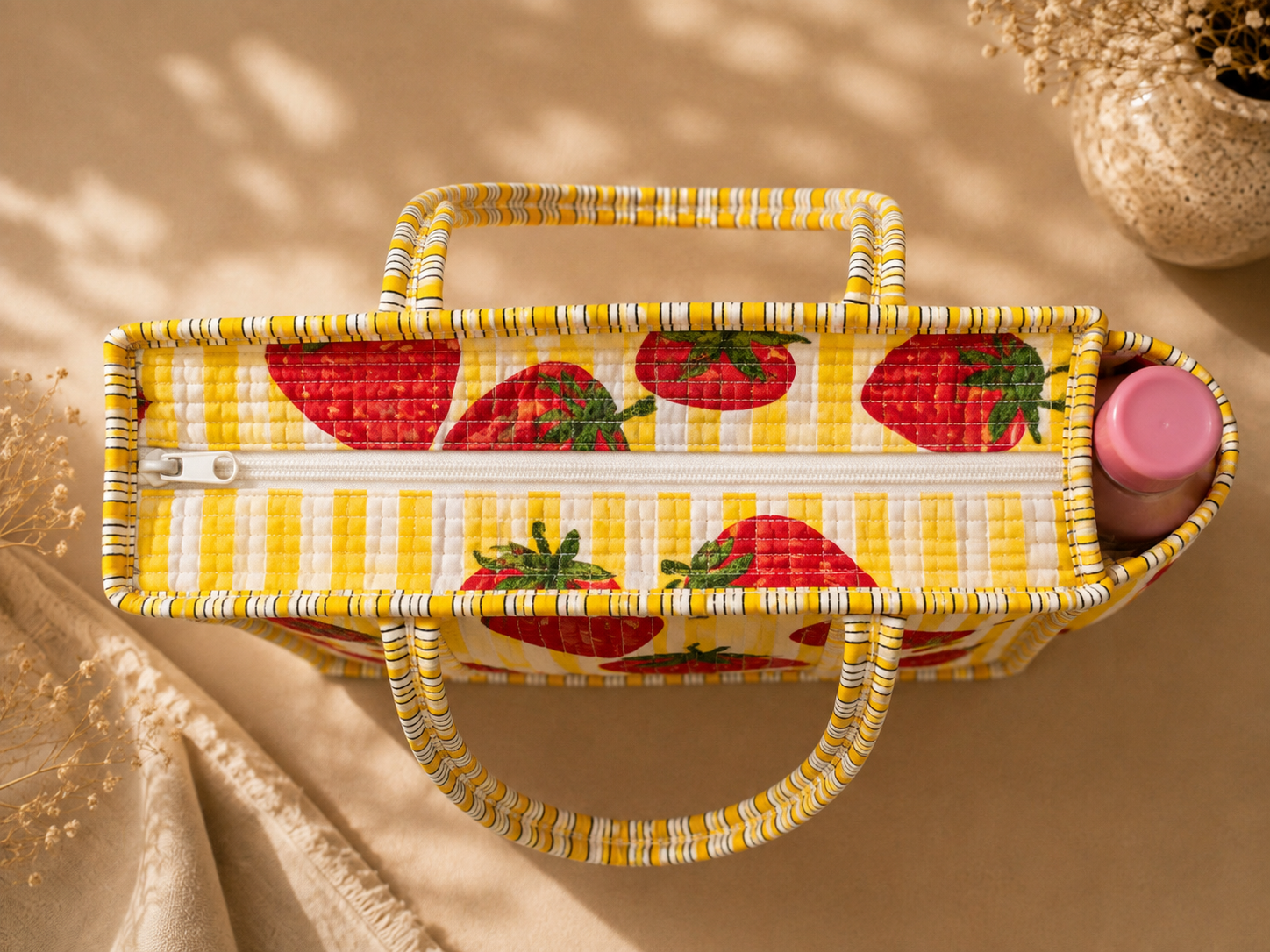 Strawberry Sunshine Tote (Small with Zipper)