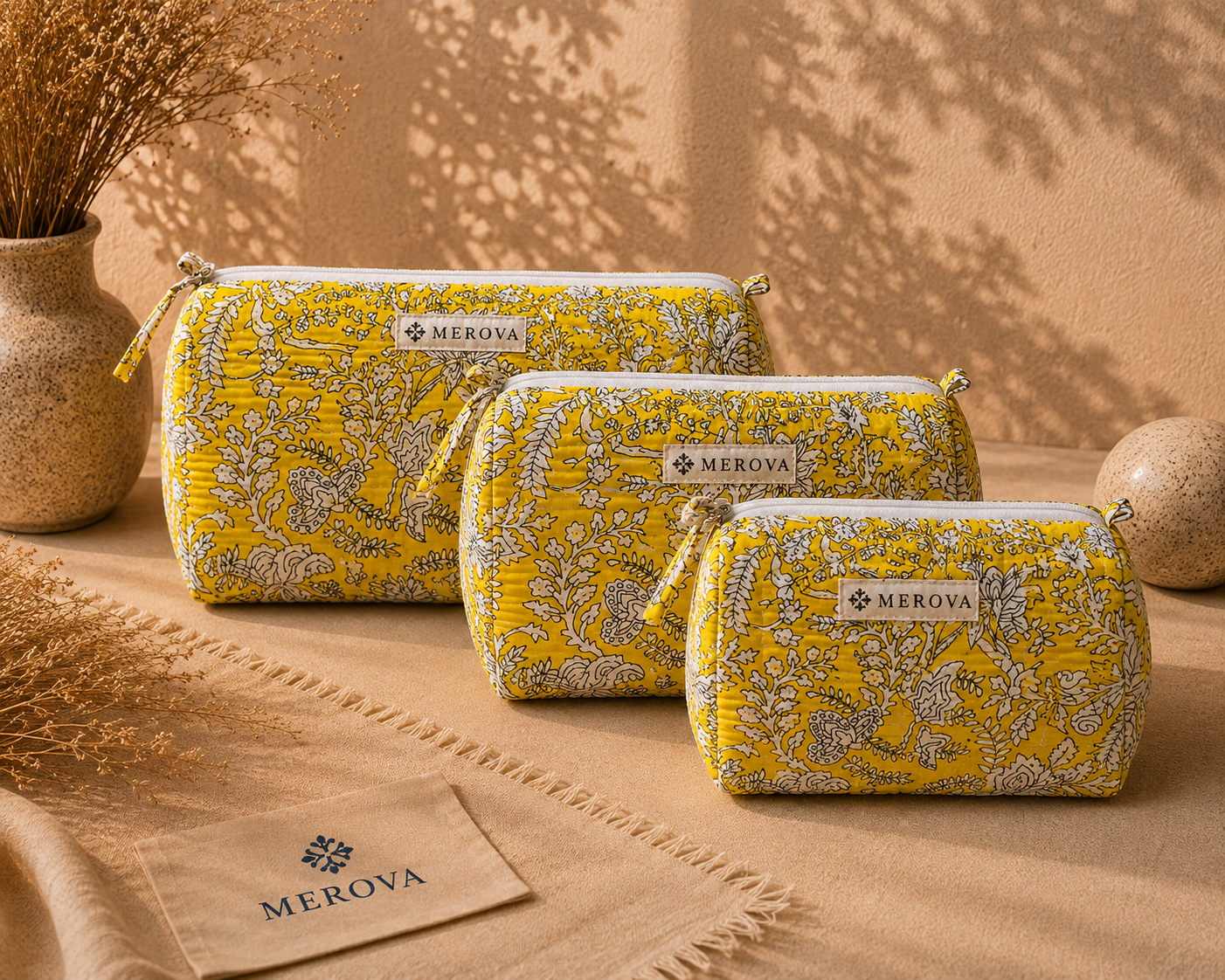Sunlit Garden Toiletry Pouches (Set of 3)