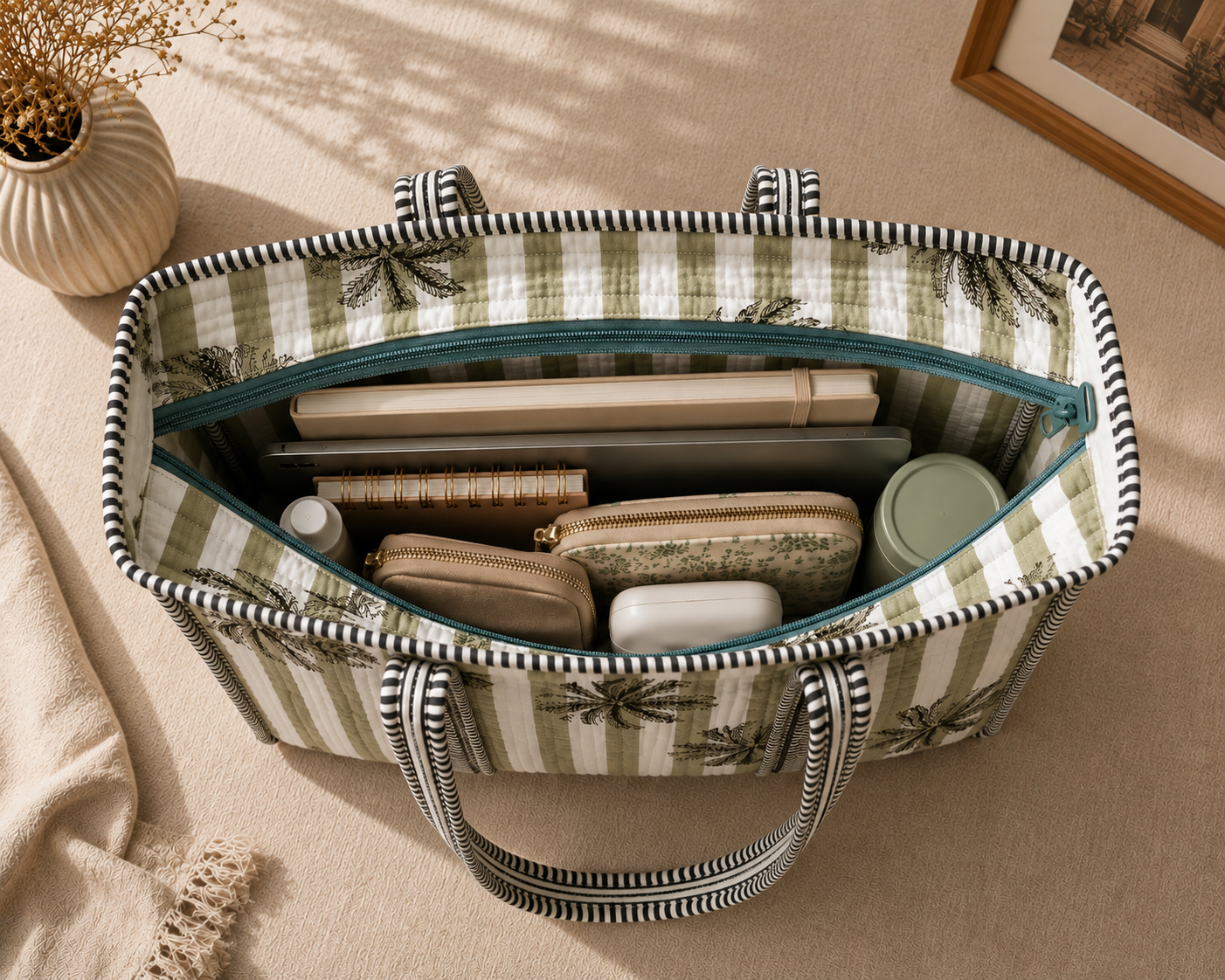 Olive Grove Tote (Medium with Zipper)