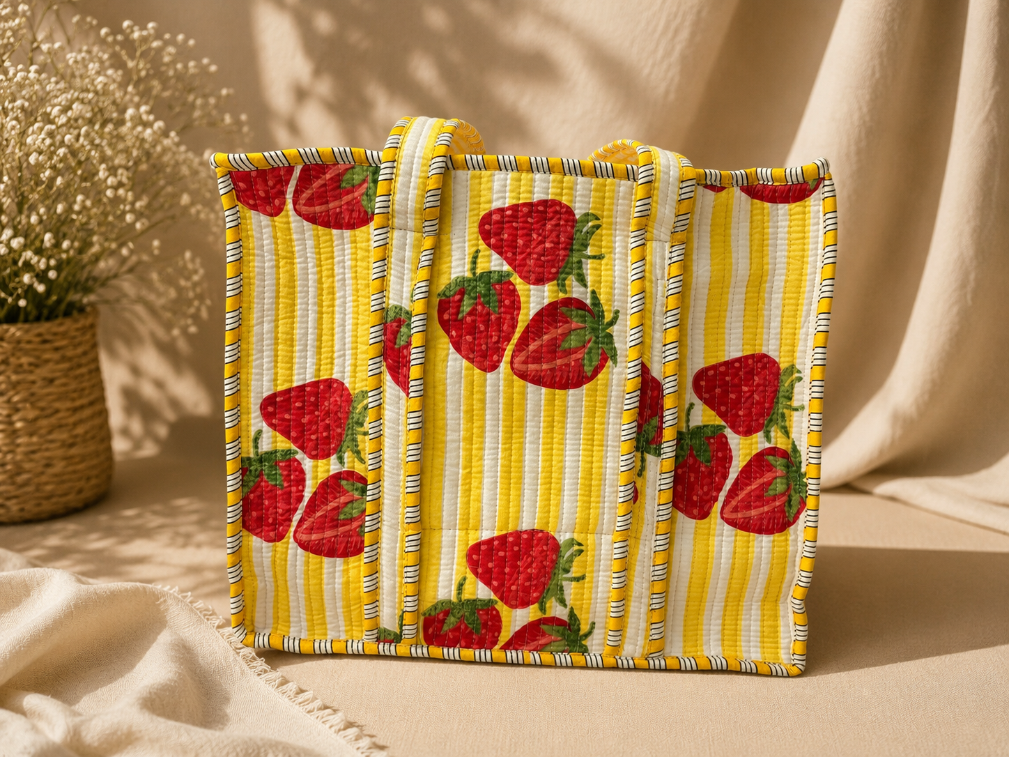 Strawberry Sunshine Tote (Small with Zipper)