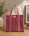Crimson Bloom Tote (Medium with Zipper)
