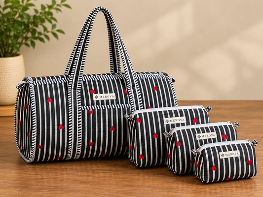 Sweetheart Stripes Duffle & Pouch Set