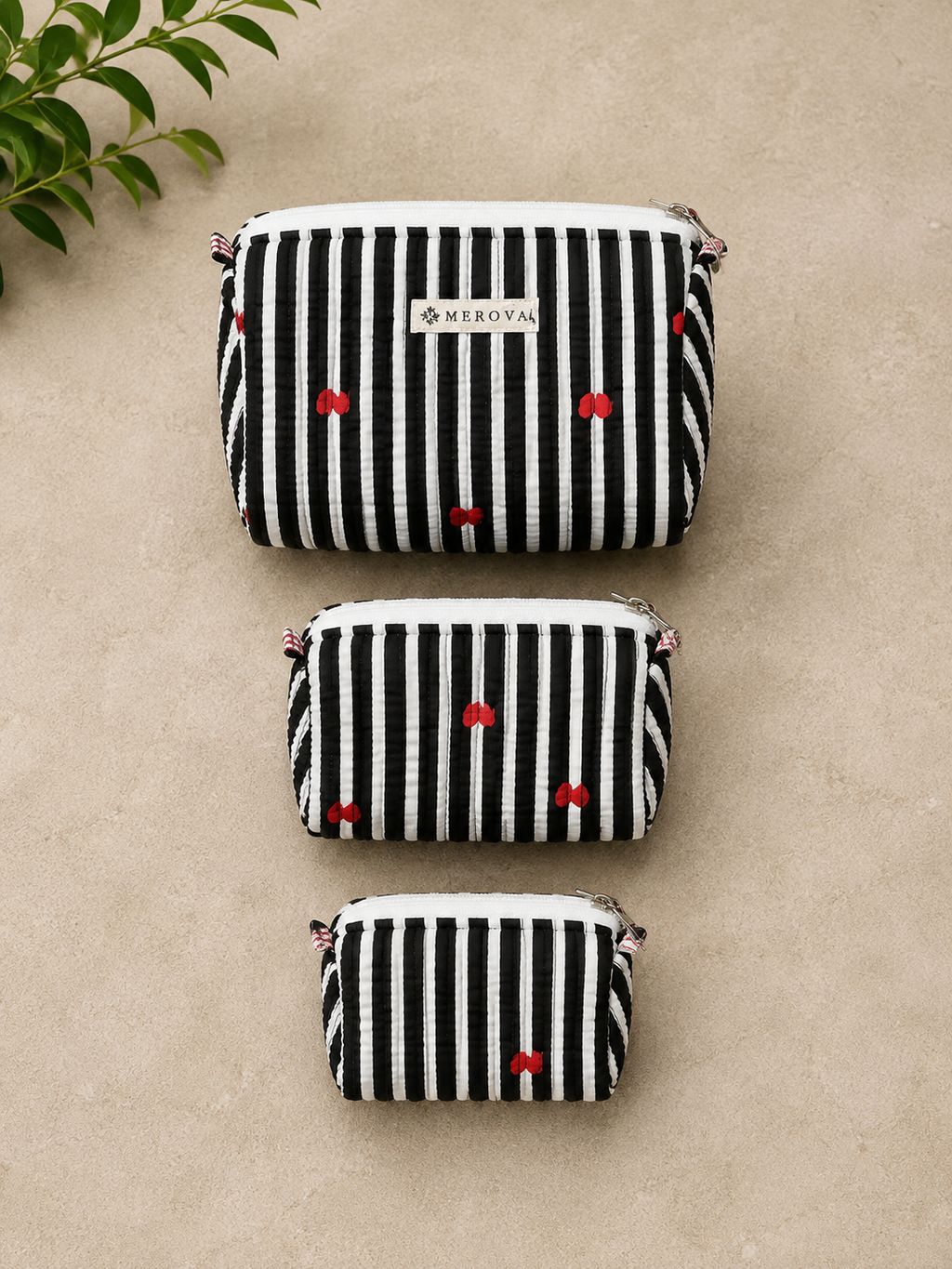 Sweetheart Stripes Toiletry Pouches (Set of 3)