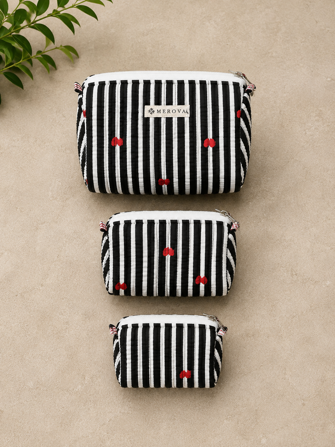 Sweetheart Stripes Toiletry Pouches (Set of 3)