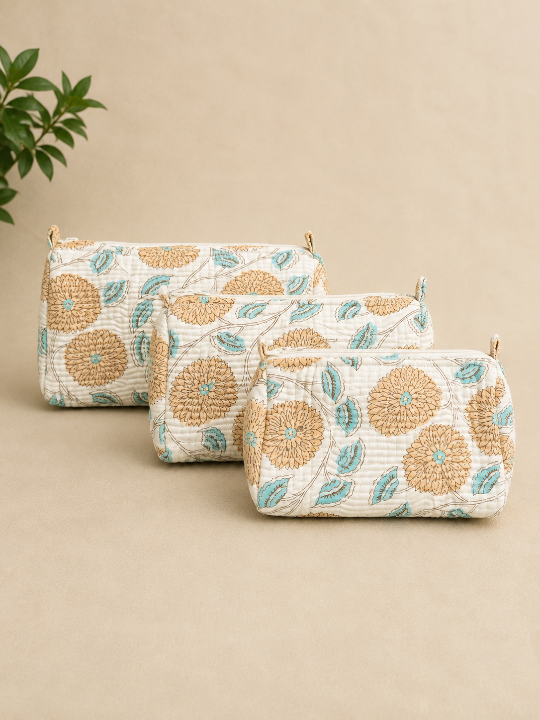 Summer Bloom Toiletry Pouches (Set of 3)