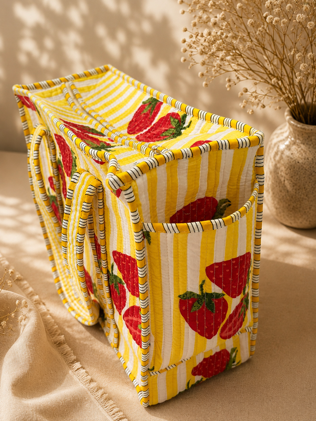 Strawberry Sunshine Tote (Small with Zipper)