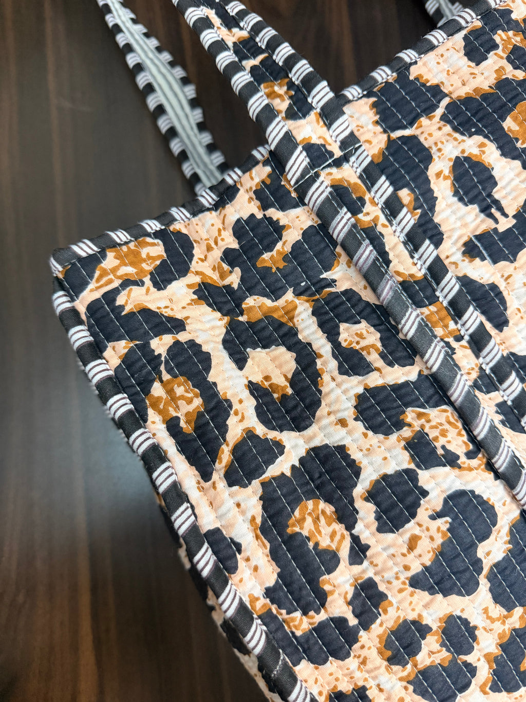 Midnight Leopard Tote (Large with Zipper)