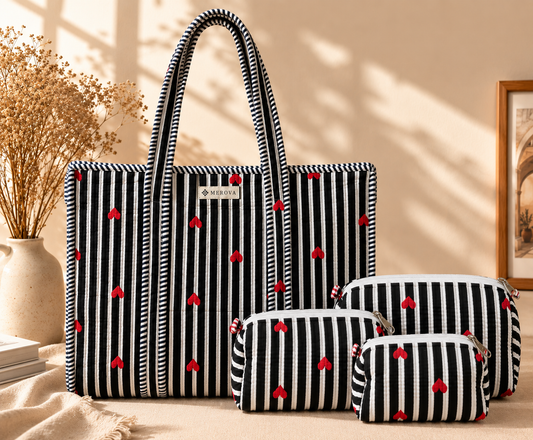 Sweetheart Stripes Tote & Pouch Set